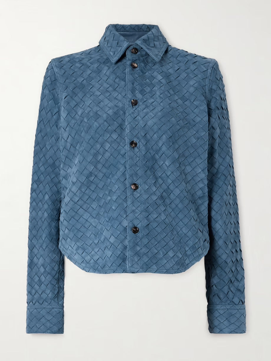 Intrecciato suede shirt - Blue