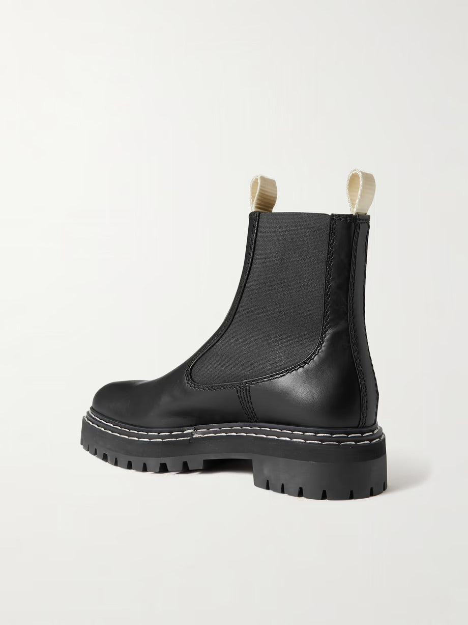 Topstitched leather Chelsea boots - Black