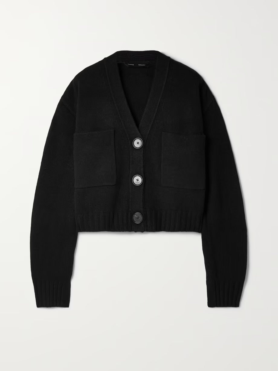 Cropped cashmere-blend cardigan - Black