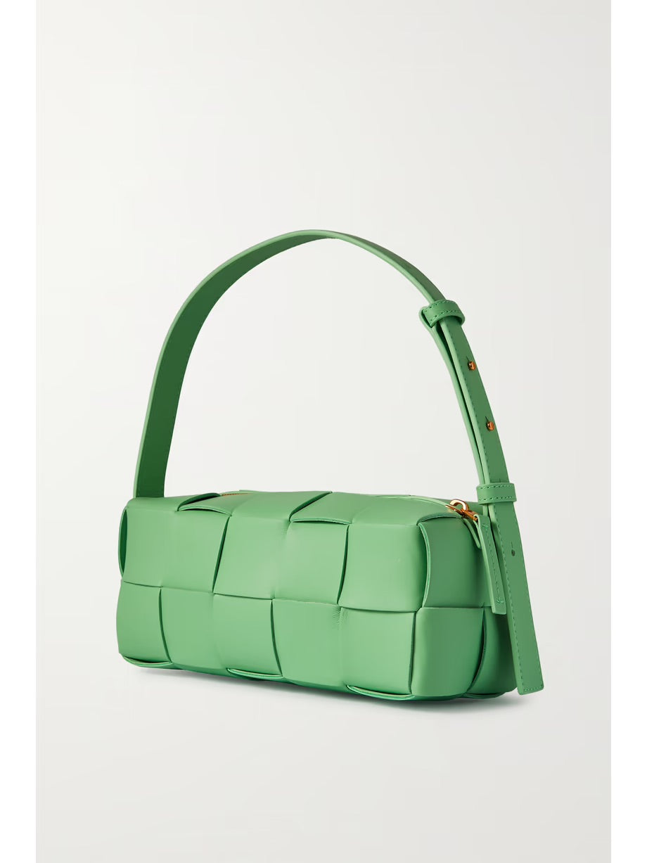 Brick Cassette small intrecciato leather shoulder bag - Green