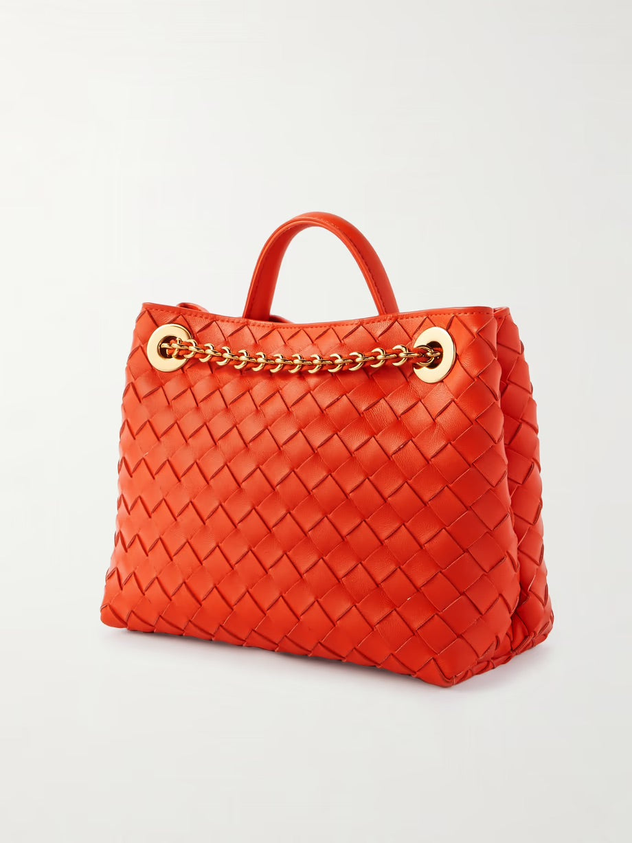 Andiamo small intrecciato leather tote - Orange