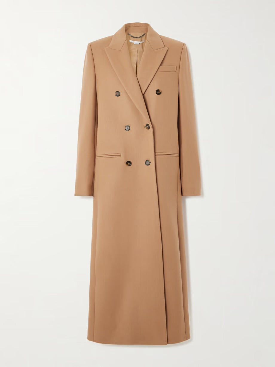 Double-breasted wool coat - Beige