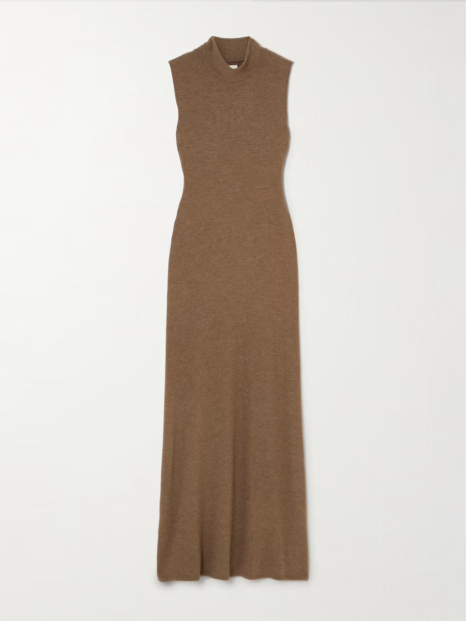 Lauren stretch-jersey turtleneck maxi dress - Brown