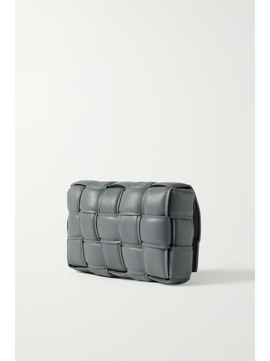 Cassette small padded intrecciato leather shoulder bag - Grey