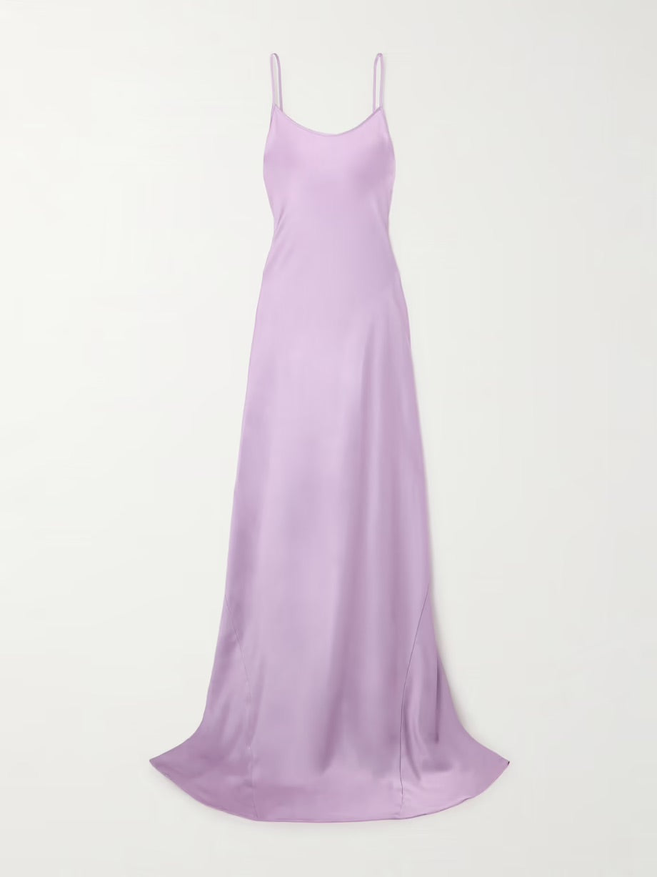 Cami open-back satin maxi dress - Purple