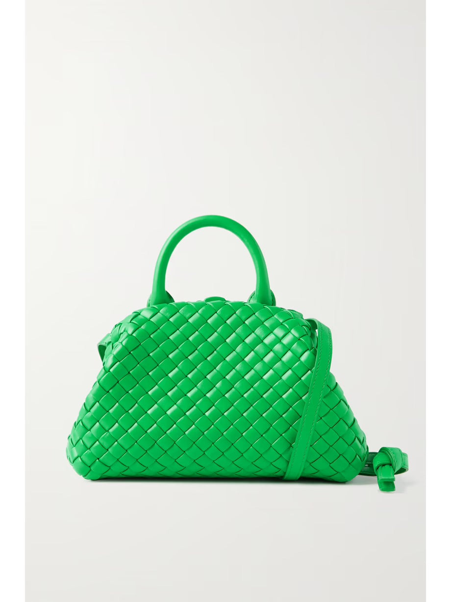 The Handle mini intrecciato leather tote - Green