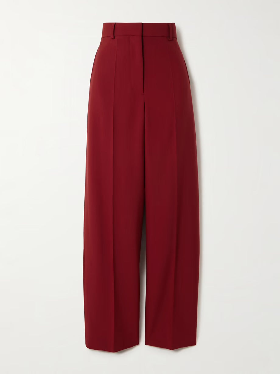 Wool-crepe wide-leg pants - Red