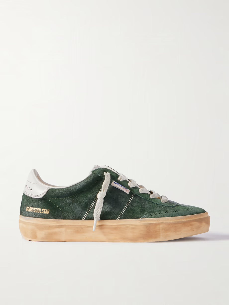 Soul-Star leather-trimmed suede sneakers - Green