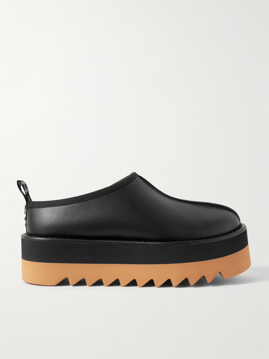 Sneak-Elyse faux shearling-lined faux leather slippers - Black