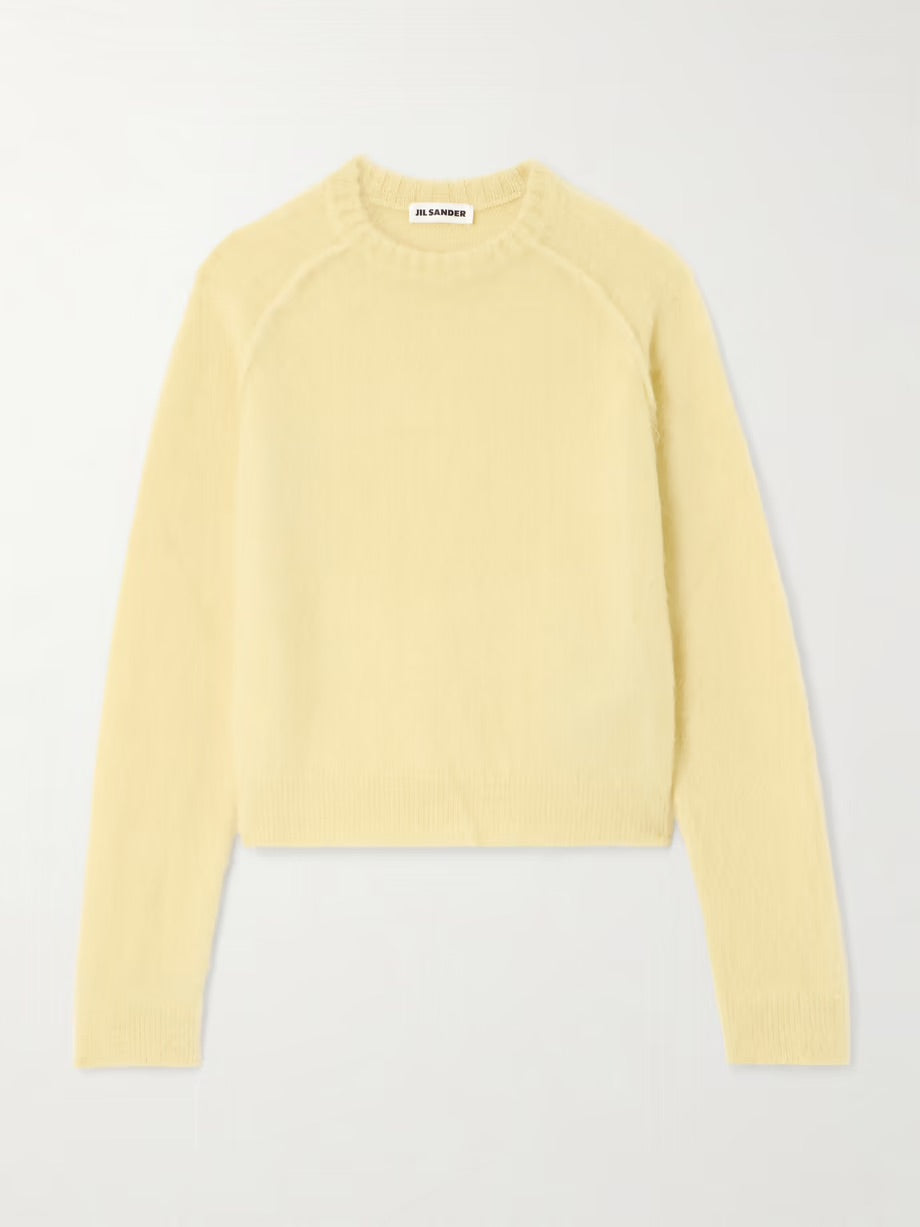 Brushed wool, mohair and silk-blend sweater - Yellow