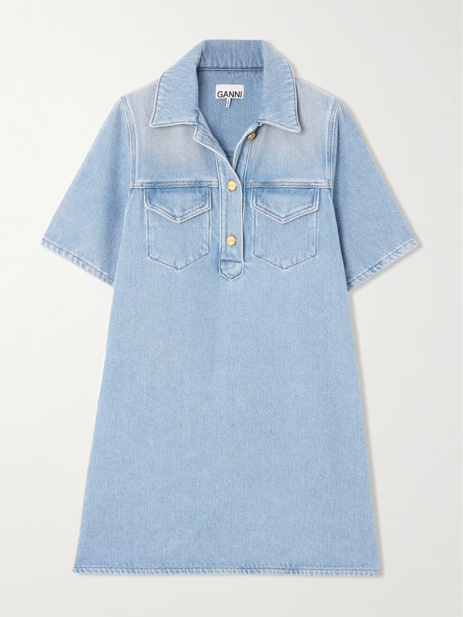 Organic denim mini dress - Blue