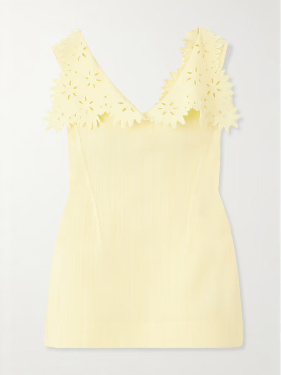 Layered broderie anglaise top - Yellow