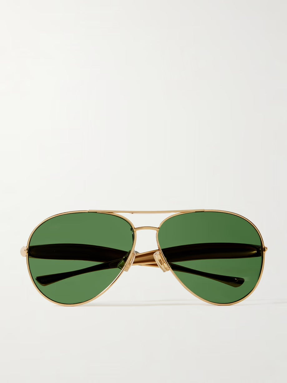 Sardine aviator-style gold-tone sunglasses - Green