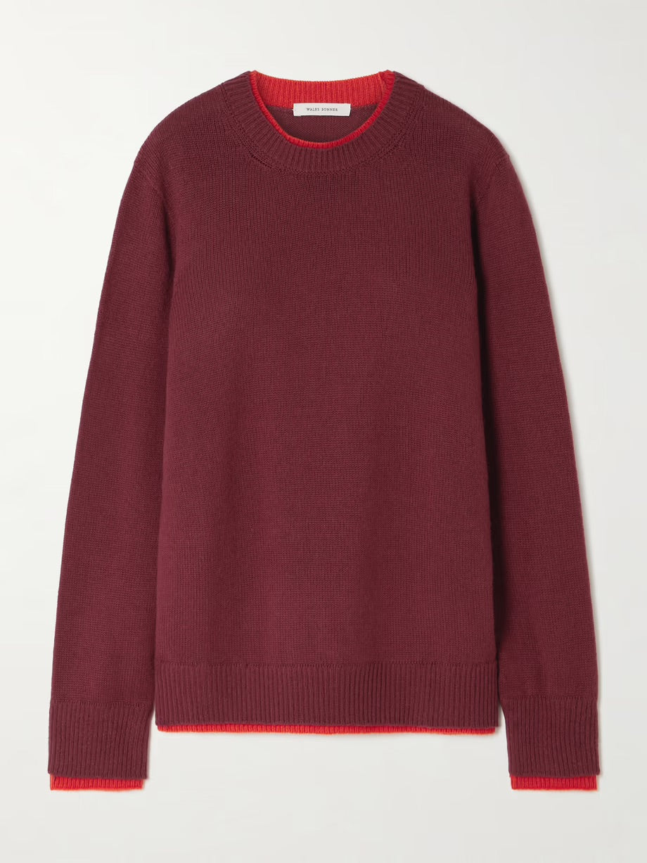 Steady two-tone cashmere sweater - Maroon